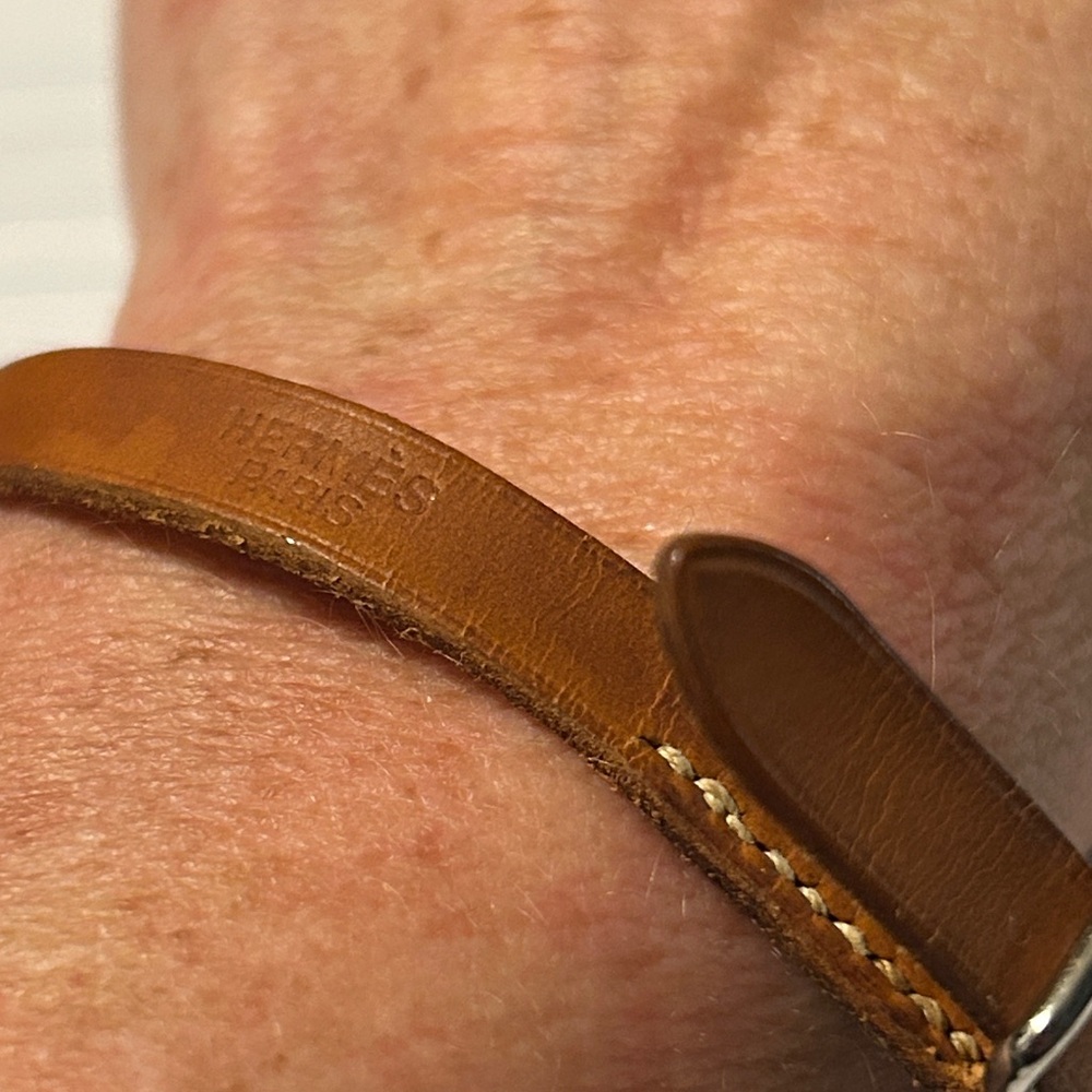 289. Hermes Behapi Tan Leather Bracelet w/coa - Picture 3 of 8